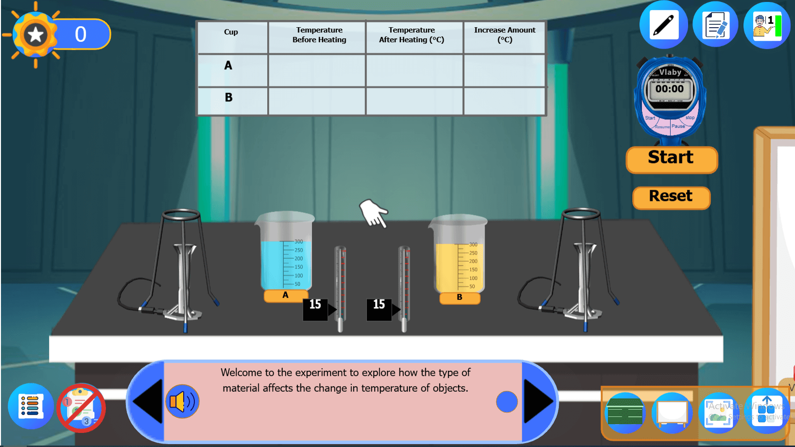 how the type of material affects the change in temperature of objects.